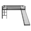 Image de Lit mezzanine pour enfants 90 x 200 cm gris Toboggan Sans sommier à lattes