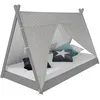 Image de Lit Tipi Enfant 90x200 Tissu Gris Étoilé