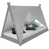 Image de Lit Enfant 90x200 cm Gris Tissu Gris Lit Tente Lit Simple avec Sommier Bois