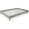 Image de Lit futon double 180 x 200 tissu gris sommier à lattes 1981