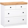 Image de Commode Homestyle4u Sideboard 92,3x82x41,8 Cm 4 Tiroirs Blanc Chêne Kraft Gold Mdf/hdf