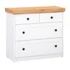 Image de Commode Buffet Chêne Blanc en Bois Massif Armoire avec 4 Tiroirs Sideboard