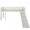 Image de Lit Mezzanine Enfant 90x200 cm Blanc Basic Toboggan avec Sommier