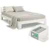 Image de Lit en bois 120 x 200 cm pin massif blanc   Lit futon avec matelas et sommier à lattes inclus