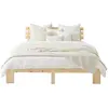 Image de Lit Double 140x200 Marron Matelas Et Sommier À Lattes