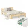 Image de Double Bed with Mattress and Slatted Frame 140x200 Bed Nature Solid Pine Wooden Bed Futon Bed