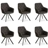 Image de Lot de 6 chaises rembourrées en lin anthracite avec accoudoirs   Chaises de salle à manger modernes