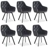 Image de Chaise rembourrée Velours gris Lot de 6 pivotant avec accoudoirs Cuisine Salle à manger Bureau