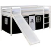 Image de Lit Mi-hauteur Avec Rideaux - Noir Pirate Avec Sommier