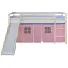 Image de Lit Mi-hauteur Avec Rideaux Rose Pale Et Toboggan
