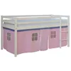 Image de Lit mezzanine pour enfants 90 x 200 cm blanc avec rideau rose avec sommier à lattes
