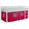 Image de Lit mi-hauteur - Mixte - Rose - Sommier inclus - Bords arrondis - Échelle flexible
