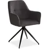 Image de Chaise rembourrée Velours côtelé gris unité pivotant avec accoudoirs Cuisine Salle à manger Bureau