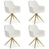 Image de Chaise rembourrée Bouclé Beige Lot de 4 pivotant avec accoudoirs Cuisine Salle à manger Bureau