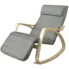 Image de Fauteuil à bascule fauteuil berçant en bois de bouleau fauteuil relaxant avec repose-pied réglable - gris