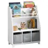 Image de Sobuy kmb34-w bibliothèque étagère à livres étagère de rangement jouets pour enfants porte-revues avec compartiments de rangement et 3 paniers