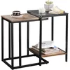Image de SoBuy Tables Basse Empilables FBT99-F - Lot de 2 - en Bois et Verre Trempé avec Cadre en Métal Robuste