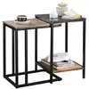 Image de Sobuy tables basses gigognes, lot de 2, tables d'appoint empilables, bouts de canapé, tables de salon en bois et verre trempé avec cadre en métal robuste, fbt99-f
