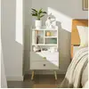 Image de Sobuy table de nuit moderne avec 2 tiroirs et étagères de rangement   blanc, fbt100-w
