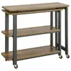 Image de Sobuy fwt83-pf table d'appoint rotative, bout de canapé à roulettes, table console mobile avec 2 étagères de rangement et 6 roulettes, design industriel