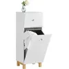 Image de SoBuy Armoire à Linge avec Panier Amovible et Tiroir Meuble de Rangement pour Salle de Bain Blanc 34x30x90 cm
