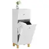 Image de Sobuy bzr93-w armoire à linge, corbeille à linge, meuble bas de salle de bain sur pieds, armoire toilette, meuble de rangement avec 1 tiroir et 1 panier à linge amovible, blanc