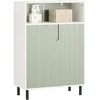 Image de Meuble Bas Salle De Bain Bzr138-gr Sobuy - 1 Compartiment Ouvert - 2 Portes - Vert