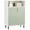 Image de Sobuy meuble bas de salle de bain meuble de rangement salle de bain placard de rangement armoire toilette avec 1 compartiment ouvert, 2 portes, 60x30x87 cm, bzr138-gr