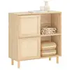 Image de Sobuy buffet avec 2 portes coulissantes commode meuble de cuisine meuble de couloir meuble d'appoint meuble de rangement pour entrée, salon, etc. Naturel, 80x35x87cm, fsb87-n