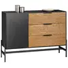 Image de Sobuy hfsb02-sch buffet bas, commode armoire de rangement, buffet bahut pour cuisine salle à manger salon entrée avec placard, 1 porte et 3 tiroirs, notr-naturel