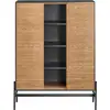Image de Sobuy Armoire De Rangement Buffet 2 Portes 4 Compartiments Noir Naturel