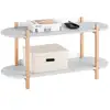Image de Sobuy étagère de rangement, bibliothèque à 2 niveaux, table d'appoint en bois à 2 étages, étagère sur pied, table console, 100x33x52cm, gris, hstr01-hg
