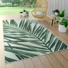 Image de Paco Home Tapis Intérieur Extérieur Vert Beige Motif Palmier Terrasse Balcon Tissage Plat 120x170 cm