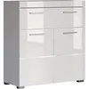 Image de Meuble de salle de bain Rangement bas - 2 portes & 1 tiroir - Blanc - L 73 x P 31 x H 79 cm - AMANDA