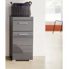 Image de Meuble de salle de bain Rangement bas - 1 porte & 1 tiroir - Gris - L 37 x P 31 x H 79 cm - AMANDA
