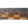 Image de Buffet Bas Indy 4 Portes Et 1 Tiroir - Mélaminé Bois Vieilli Et Gris Mat - L 178 X P 40 X H 77 Cm