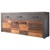 Image de Buffet 4 portes 1 tiroir mélaminé chêne foncé et gris orcel 187987223