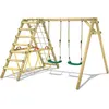 Image de Balançoire double bois WICKEY Smart Hike vert avec module d’escalade et poutre d’équilibre   10 ans de garantie*