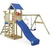 Image de Tour de jeux bois WICKEY MultiFlyer Light avec balançoire échelle corde et toboggan 220 cm bleu   10 ans de garantie*