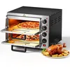 Image de Wiltec Four à Pizza électrique 2 étages   3000 W   570 x 560 x 440 mm   avec Pierre réfractaire alimentaire en cordiérite   Matériel