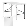 Image de Wiltec Table de camping pliante 1220 x 600 x 750 mm table portable blanche en PE-HD/acier table pliable légère pour extérieur BB