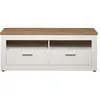 Image de 4251585544304 Meuble TV Shade 2 tiroirs 2 compartiments ouverts décor pin blanc décor chêne.