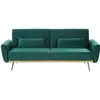 Image de Canapé convertible en velours vert EINA - BELIANI - Vintage - 3 places - Avec accoudoirs - Style rétro