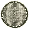 Image de Tapis rond à franges blanc crème et vert KAHTA