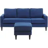 Image de Canapé 3 Places Avesta Tissu Bleu Foncé Avec Ottoman