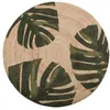 Image de Tapis rond 140 cm à motif végétal beige et vert INCIK