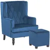 Image de Fauteuil Sandset Velours Bleu Foncé