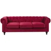 Image de Canapé 3 Places Chesterfield Velours Rouge Foncé