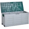 Image de Coffre de rangement extérieur jardin beige et vert 112 x 50 cm LOCARNO