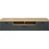 Image de Meuble Tv - Tyler - Urbain - En Panneaux De Particules - Gris Anthracite Mat / Chene Miel - 230 X 52 X 52 Cm -